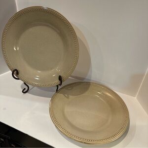 Pier 1 Spice Route Sesame Stoneware Dinner Plates 10.5 Round Set of 2